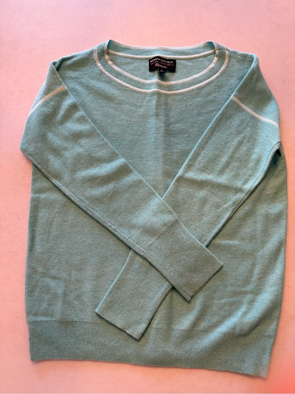 Banana Republic Filpucci Italian Merino Wool Cashmere Sweater S light Teal.